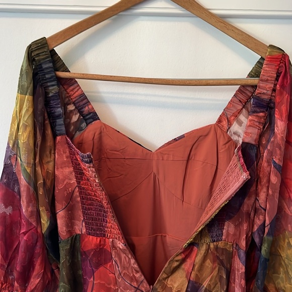 Hutch Printed Twist-Front Puff-Sleeve Ruffle-Hem Dress Size XS NWT - Picture 9 of 14